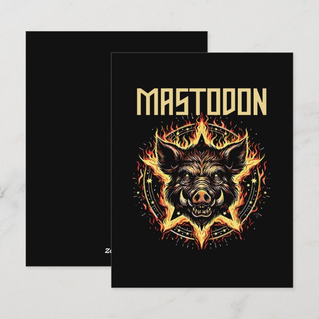 Mastodon Boar Fire Holiday Card (Front/Back)