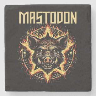 Mastodon Boar Fire Stone Coaster