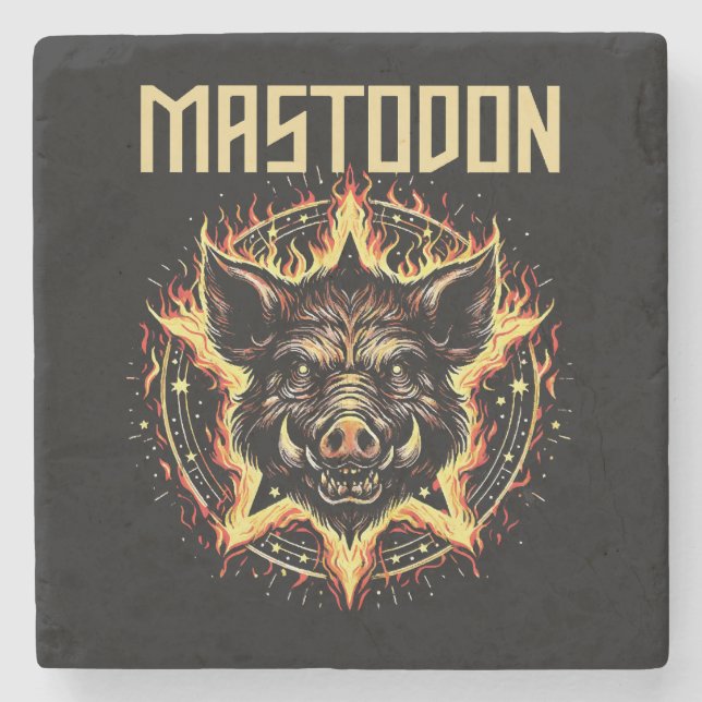 Mastodon Boar Fire Stone Coaster (Front)