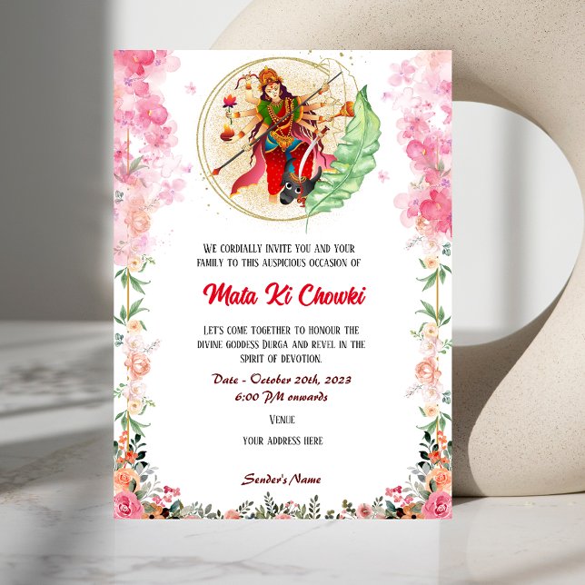 Mata Ki Chowki Goddess Durga Jagrata Invitation (Creator Uploaded)