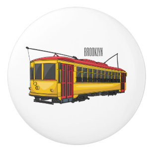 Mata trolley cartoon illustration ceramic knob