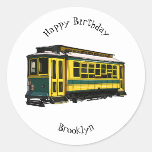 Mata trolley cartoon illustration classic round sticker