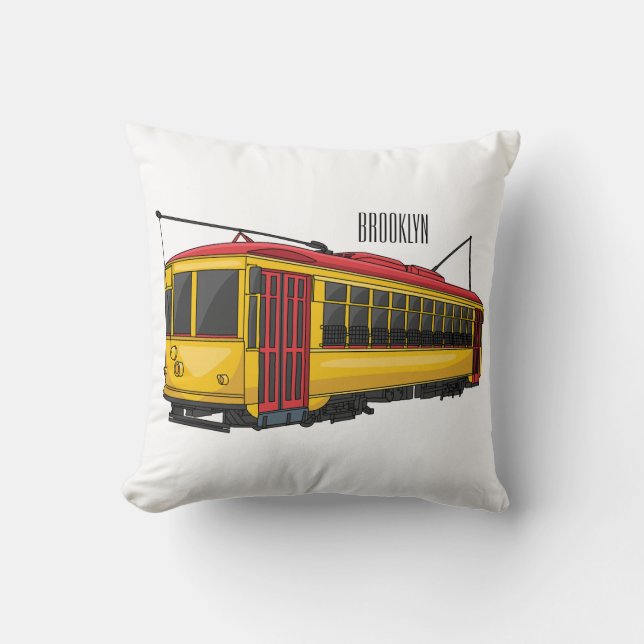 Mata trolley cartoon illustration cushion (Front)