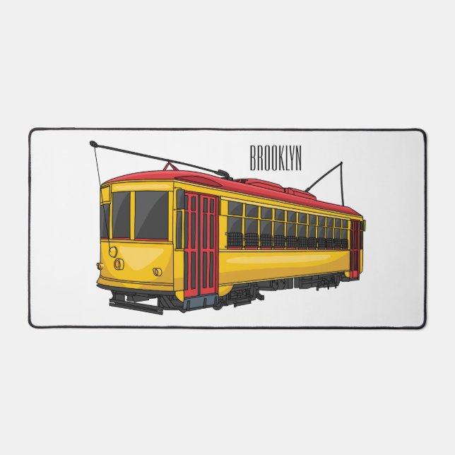 Mata trolley cartoon illustration desk mat (Front)