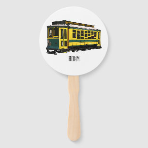 Mata trolley cartoon illustration hand fan