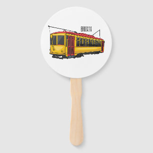 Mata trolley cartoon illustration hand fan