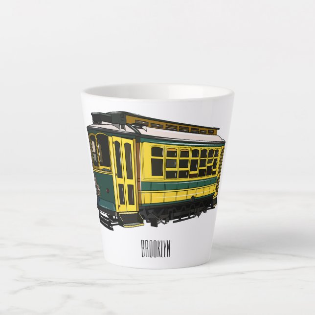 Mata trolley cartoon illustration latte mug (Front)
