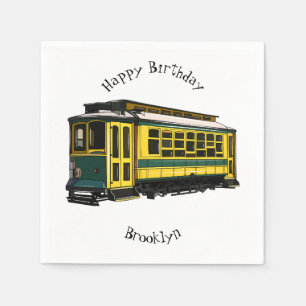 Mata trolley cartoon illustration napkin