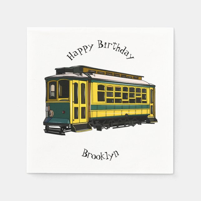 Mata trolley cartoon illustration napkin (Front)