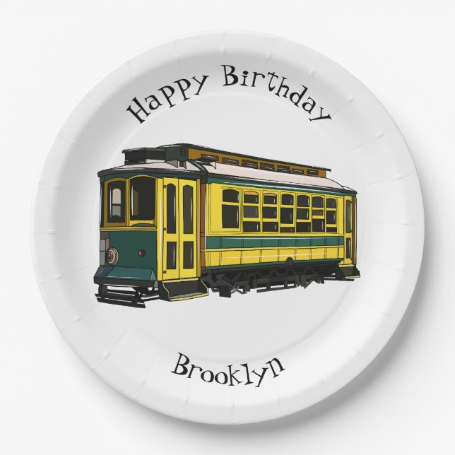 Mata trolley cartoon illustration paper plate (Front)