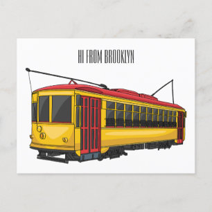 Mata trolley cartoon illustration postcard