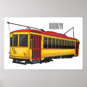 Mata trolley cartoon illustration poster