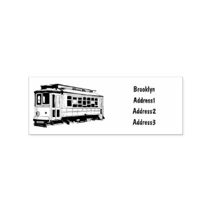 Mata trolley cartoon illustration rubber stamp
