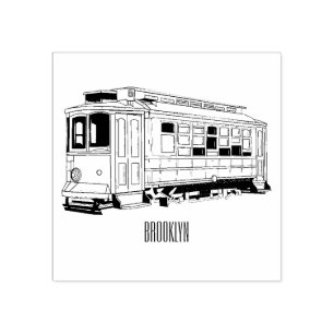 Mata trolley cartoon illustration rubber stamp