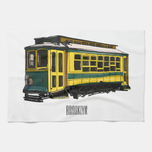 Mata trolley cartoon illustration tea towel