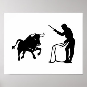 Matador bull fighting poster