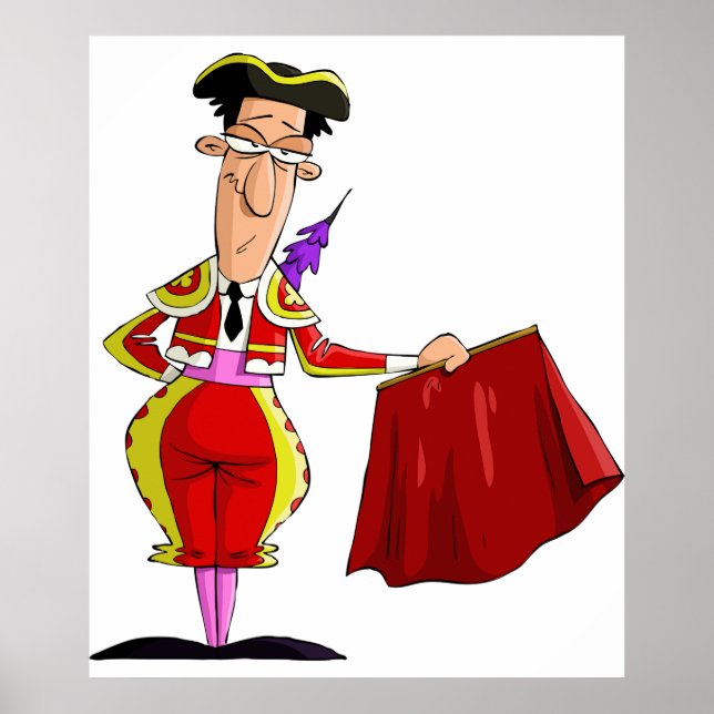 Matador with Red Cape Spanish Bullfighter Poster (Front)