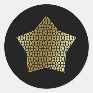 Matalic Gold Honeycomb and Diamond star Classic Round Sticker