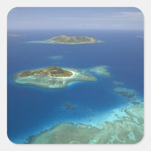 Matamanoa Island and coral reef, Mamanuca Island Square Sticker