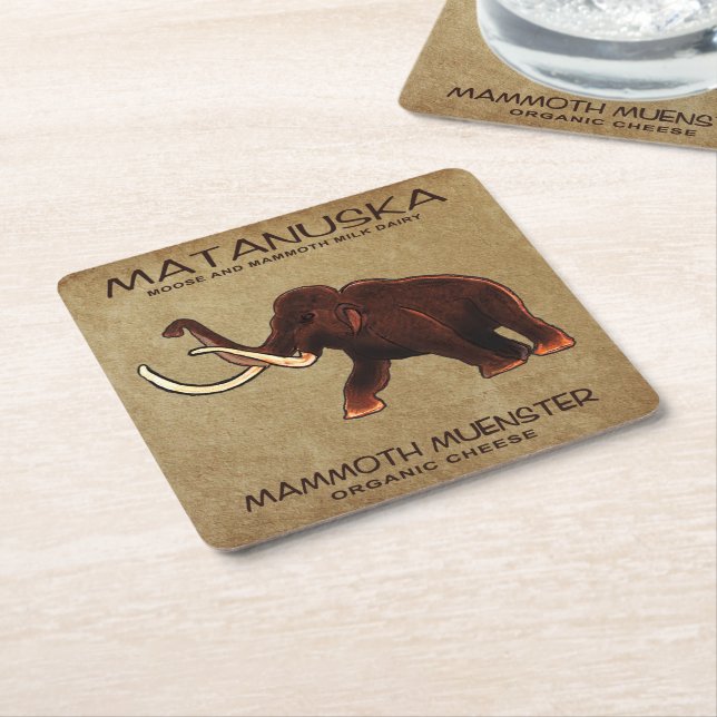 Matanuska Mammoth Muenster Cheese Square Paper Coaster (Angled)