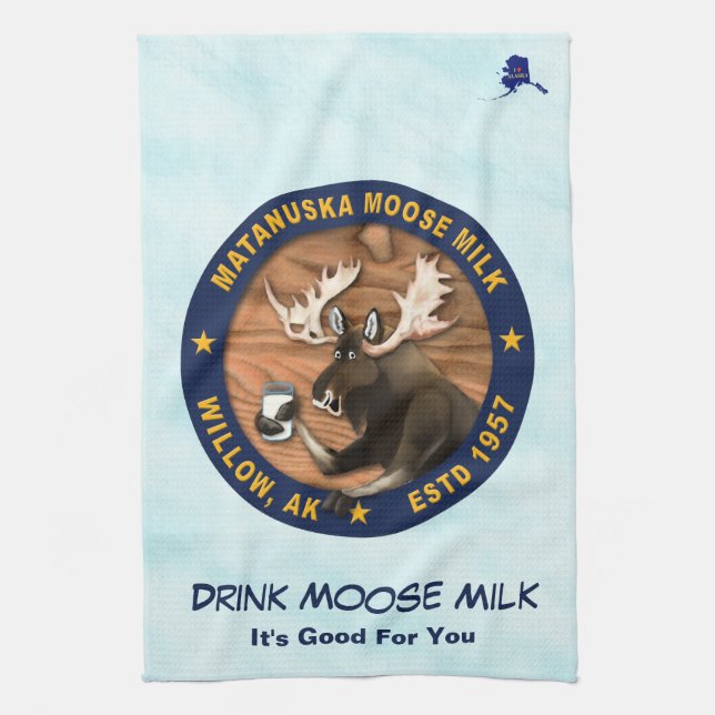 Matanuska Moose Milk Tea Towel (Vertical)