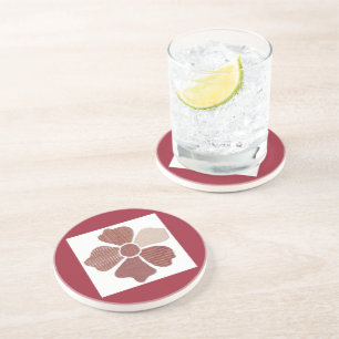 Match Any Colour Faux Fabric Collage Flower Coaster