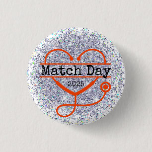 Match Day 2025 Glitter Stethoscope 3 Cm Round Badge