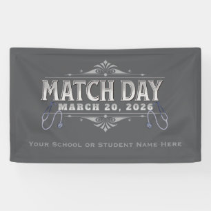 Match Day 2026 Party Elegant Grey Stethoscope Banner