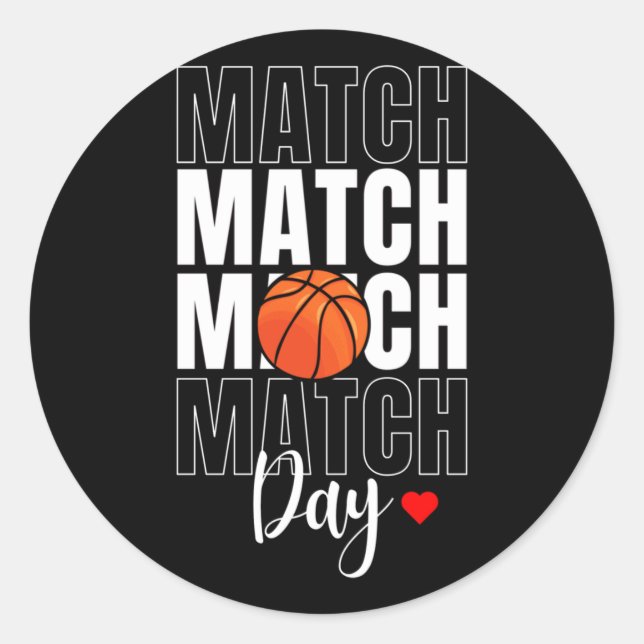 Match Day Basketball Active  Classic Round Sticker (Front)