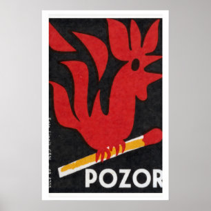 Match Flame Rooster - Matchbox Print - Aesthetic