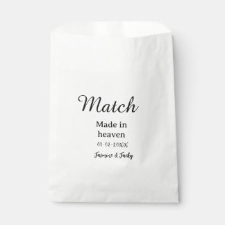 Match made in heaven add name date simple calligra favour bag