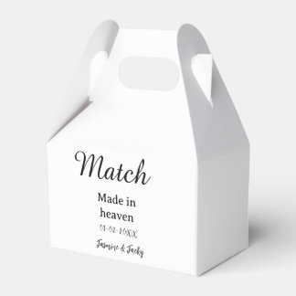 Match made in heaven add name date simple calligra favour box