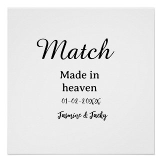 Match made in heaven add name date simple calligra poster