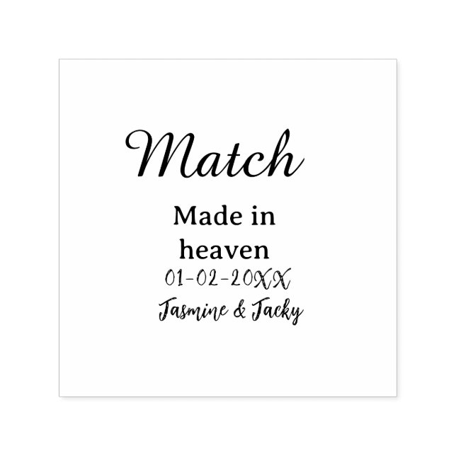 Match made in heaven add name date simple calligra self-inking stamp (Design)