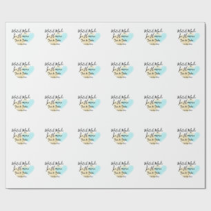 Match made in heaven blue yellow pastel heart name wrapping paper