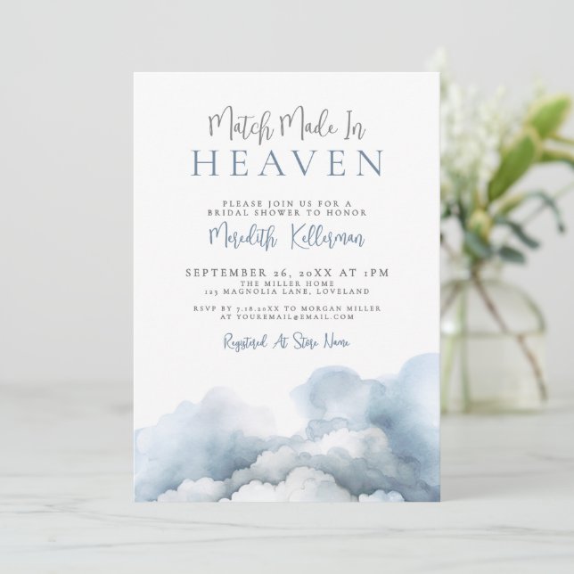 Match Made In Heaven Bridal Shower Invitation (Standing Front)