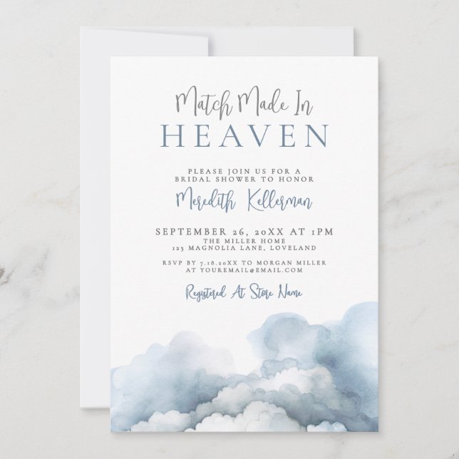 Match Made In Heaven Bridal Shower Invitation