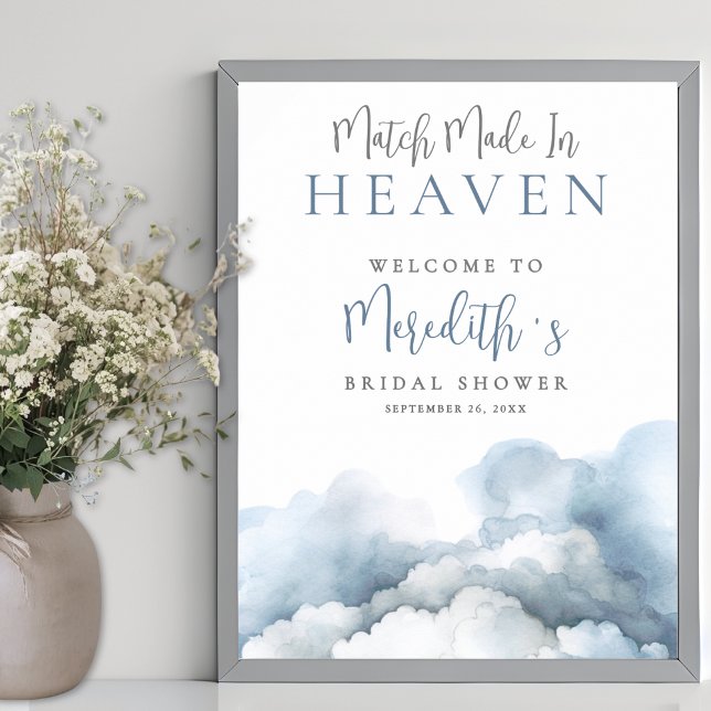Match Made In Heaven Bridal Shower Welcome Sign (Match Made In Heaven Bridal Shower Welcome Sign)