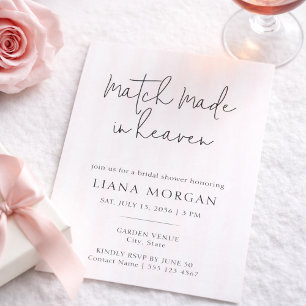 Match Made in Heaven Elegant Script Bridal Shower Invitation