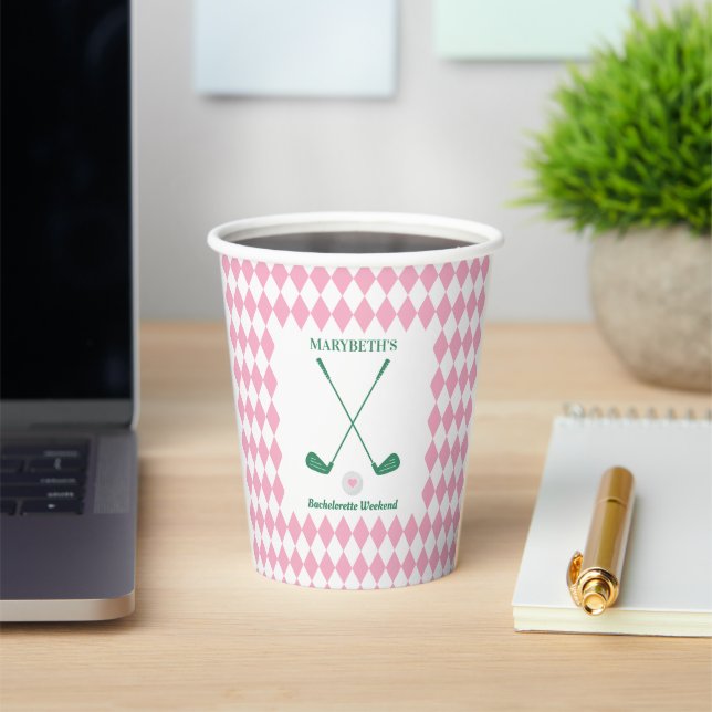 Match Made in Heaven Golf Bachelorette Paper Cups (Insitu)