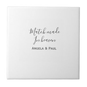 Match made in heaven name couple wedding simple ceramic tile