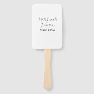 Match made in heaven name couple wedding simple  hand fan