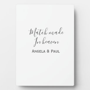 Match made in heaven name couple wedding simple plaque