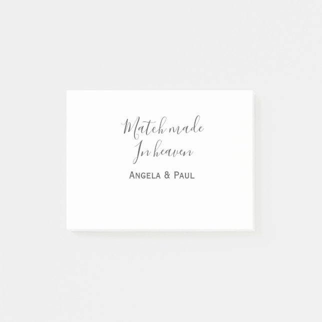 Match made in heaven name couple wedding simple  post-it notes (Front)
