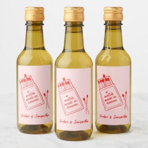 Match Made in Heaven Pink & Red Retro Mini Wine Label