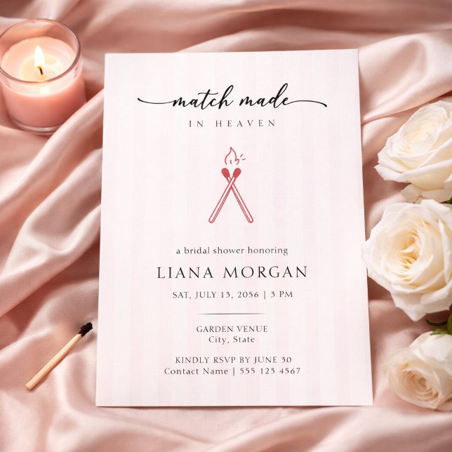 Match Made in Heaven Romantic Bridal Shower Invitation (Creator Uploaded)