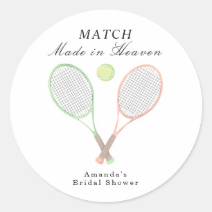 Match Made in Heaven Tennis Bridal Shower Classic Round Sticker