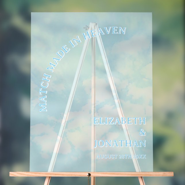 Match Made In Heaven Wedding Acrylic Sign (Neutral)