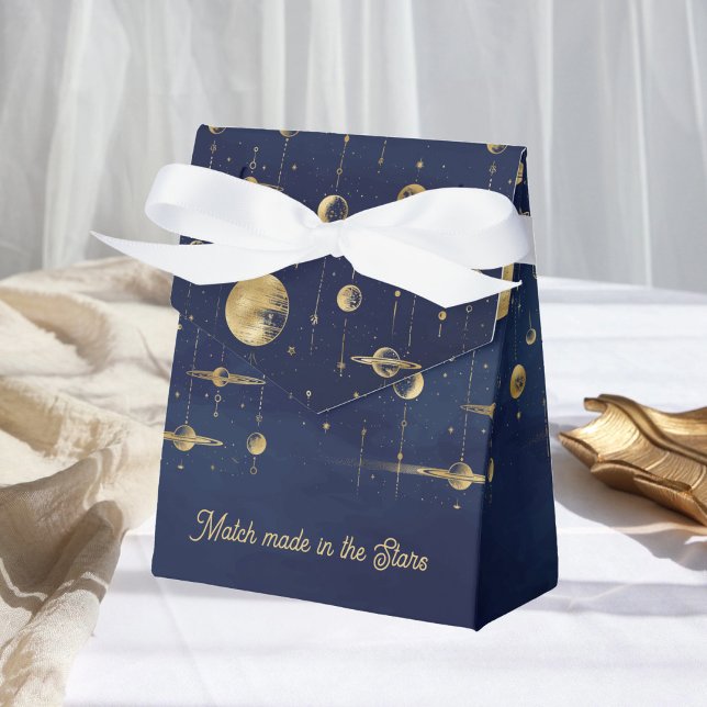 Match made in the Stars Blue Gold Wedding Favour Box (Creator Uploaded)