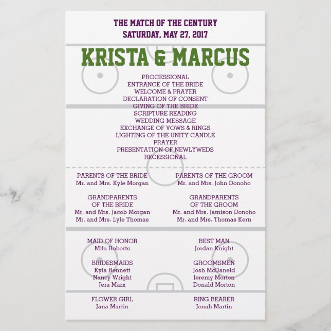 Match of the Century Wedding Program (Front)